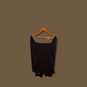 Black ribbed long sleeved romper